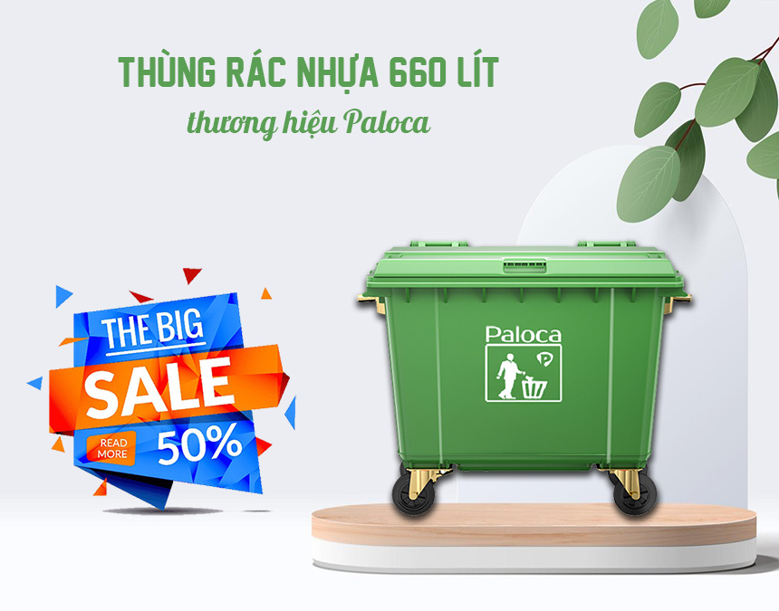 Giảm giá 50% khi mua thùng rác nhựa 660 lít Paloca