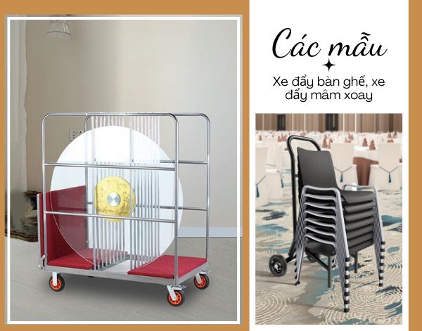 Top 6+ mẫu xe đẩy bàn ghế, mâm kính xoay được đánh giá cao hiện nay