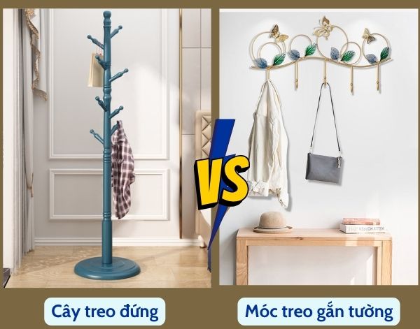 [SO SÁNH NHANH] Móc treo quần áo gắn tường và cây treo quần áo đứng