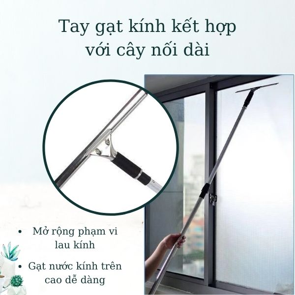 Cây gạt kính nối với cây nối dài, mở rộng phạm vi lau kính