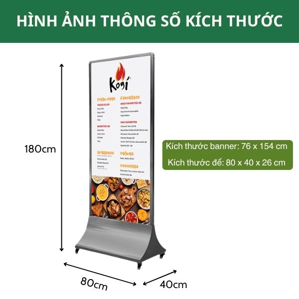 Bảng Standee di động inox ghi đen - hình 4