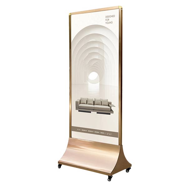 Bảng standee ngoài trời có bánh xe inox vàng - hình 6