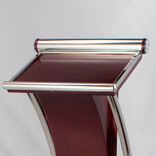 Bục đứng phát biểu sự kiện viền inox trắng - hình 2