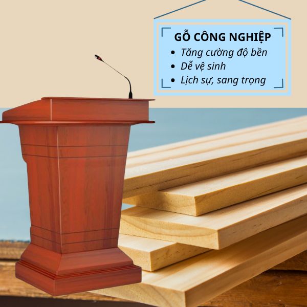 Bục phát biểu đơn giản bằng gỗ MDF - hình 4