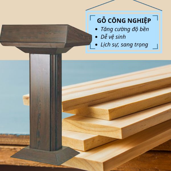 Bục phát biểu gỗ đơn giản - hình 3