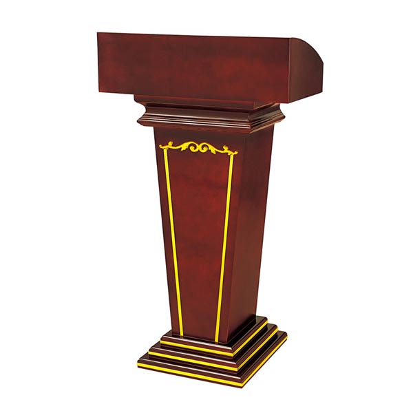 Bục phát biểu gỗ trang trí inox vàng - hình 6