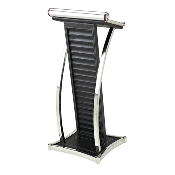 Bục phát biểu inox trắng thân bọc da - hình 6