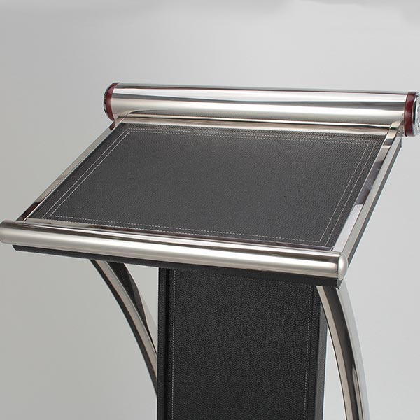 Bục phát biểu inox trắng thân bọc da - hình 4
