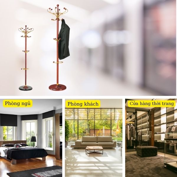 Cây treo quần áo gỗ kết hợp inox - hình 4