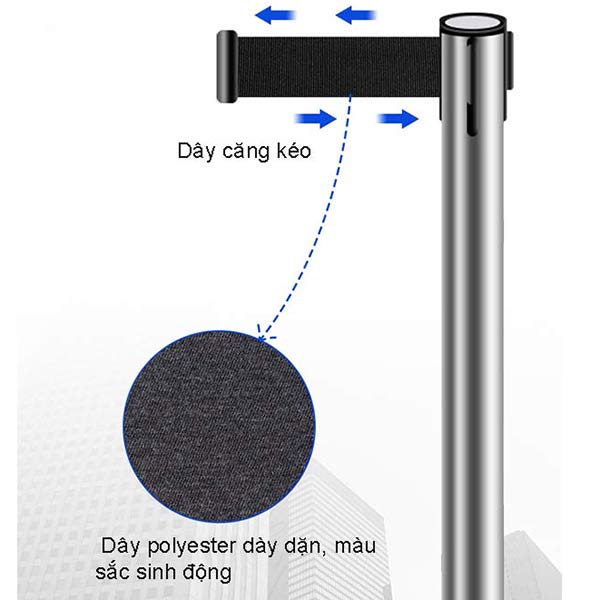Cột chắn inox dây kéo - hình 3