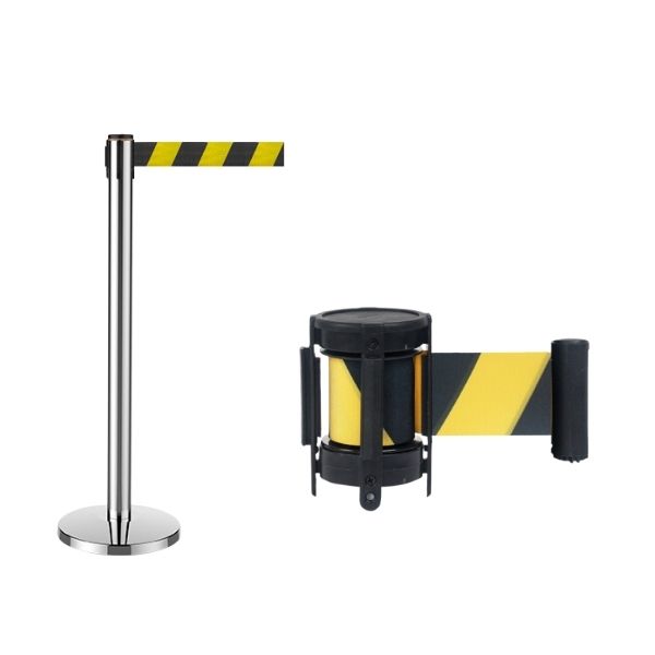 Cột chắn inox dây rút màu vàng đen - hình 2