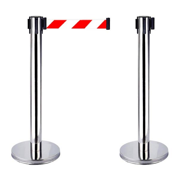 Cột chắn inox dây trắng kẻ đỏ - hình 2