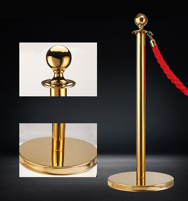Cột chắn inox mạ vàng dây trùng - hình 4