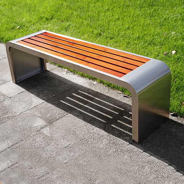 Ghế băng dài inox nan giả gỗ - hình 2