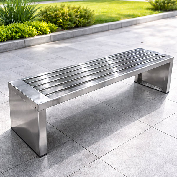 Ghế công viên không tựa bằng inox - hình 2