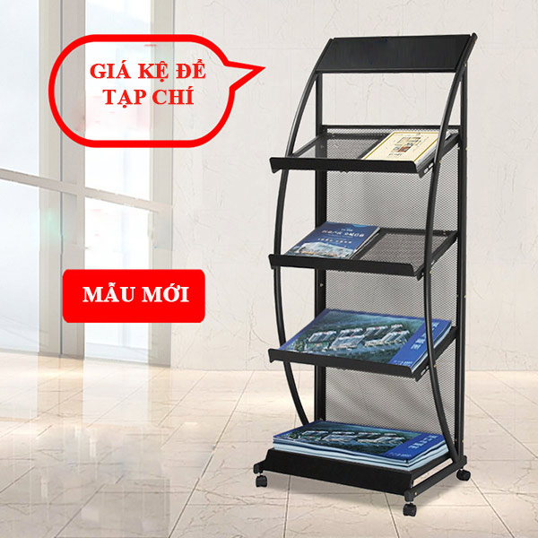 Giá để tạp chí thép sơn tĩnh điện đen - hình 2