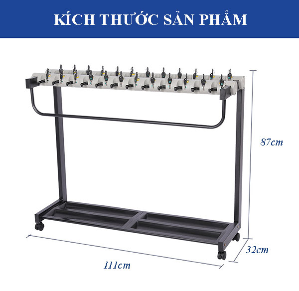 Giá treo ô thép sơn tĩnh điện có khóa - 24 khóa - hình 3