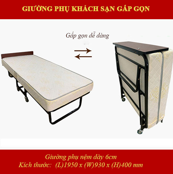 Giường phụ khách sạn nệm màu trắng 15cm - hình 3