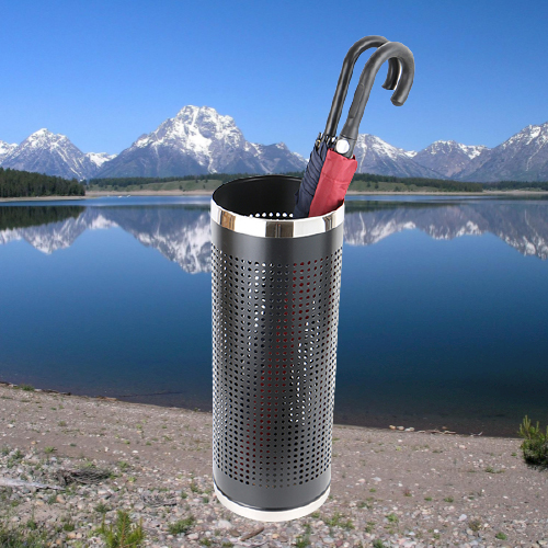 Sọt đựng dù thép phun sơn viền inox - hình 2