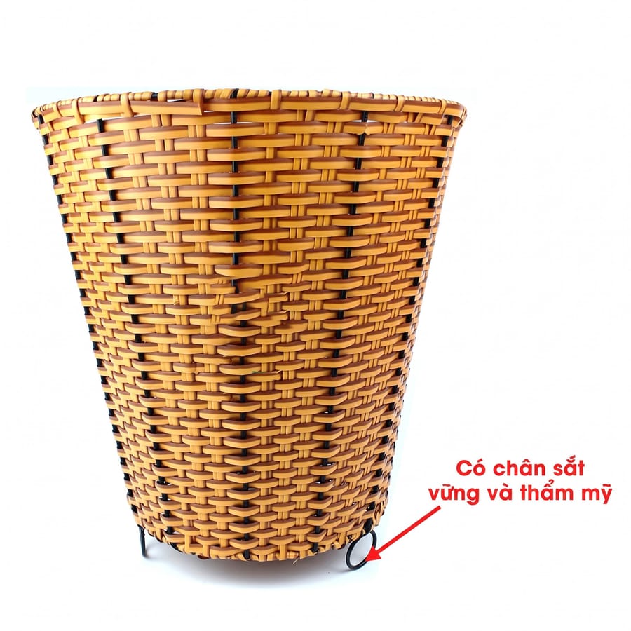 Sọt rác nhựa giả mây có nắp kín - hình 4