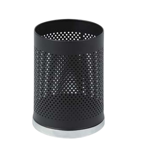 Sọt rác văn phòng thép sơn đen viền inox trắng - hình 6
