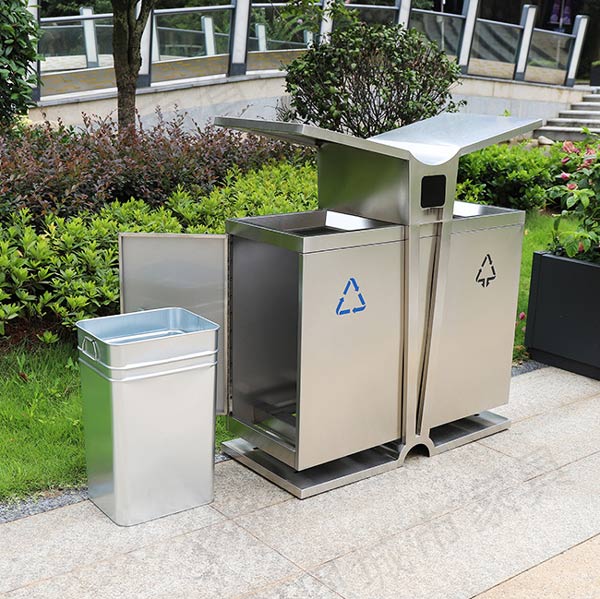 Thùng đựng rác thải ngoài trời inox - hình 3