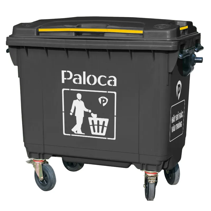 Thùng đựng rác nhựa 660L lít lớn, to 4 bánh xe HDPE Composite giá rẻ - hình 6