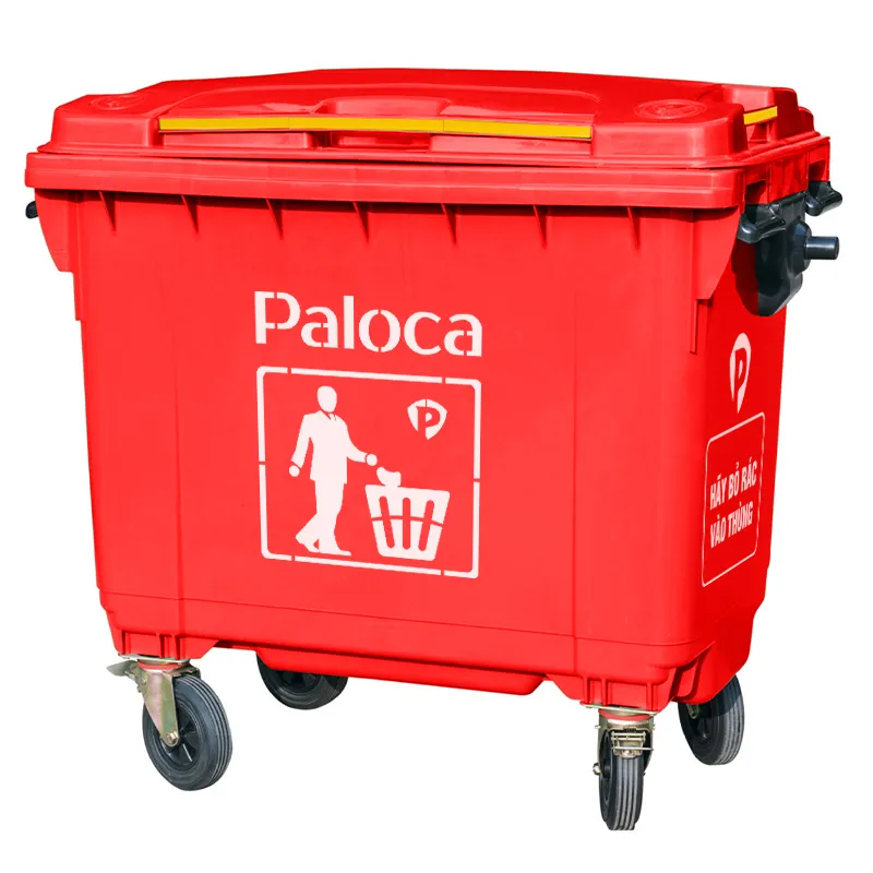 Thùng đựng rác nhựa 660L lít lớn, to 4 bánh xe HDPE Composite giá rẻ - hình 5