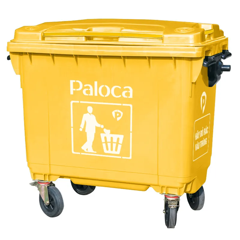 Thùng đựng rác nhựa 660L lít lớn, to 4 bánh xe HDPE Composite giá rẻ - hình 4