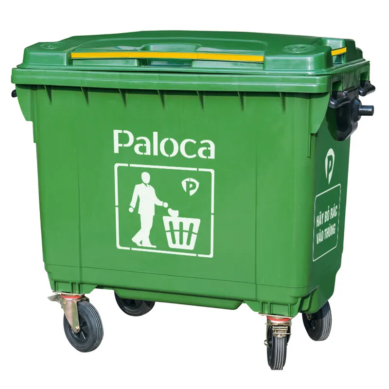 Thùng đựng rác nhựa 660L lít lớn, to 4 bánh xe HDPE Composite giá rẻ - hình 3