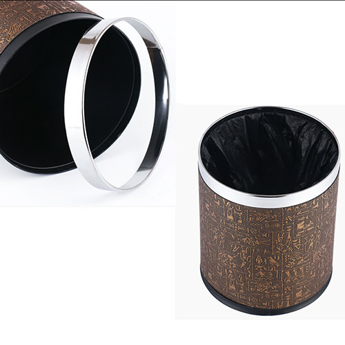 Thùng rác tròn bọc da không nắp - hình 3