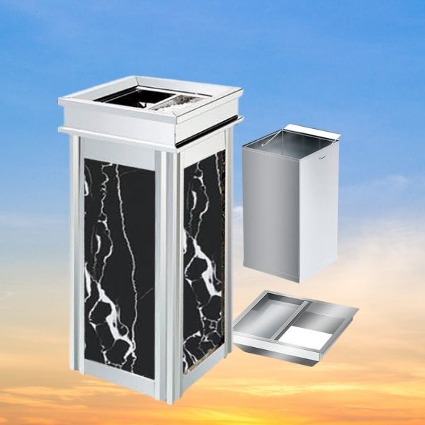 Thùng rác đá cửa xả rác ở trên - hình 3