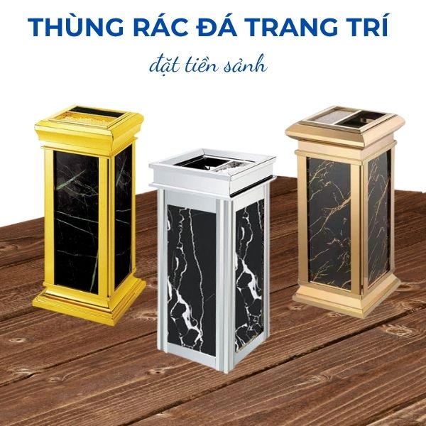 Thùng rác đá cửa xả rác ở trên - hình 5