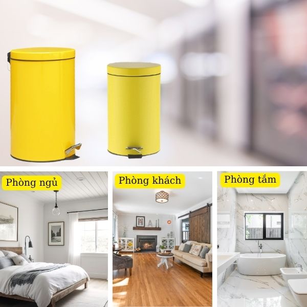 Thùng rác đạp chân sơn vàng - hình 5