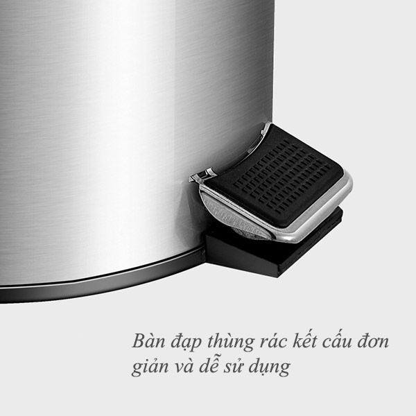 Thùng rác đạp chân tròn 12L inox 304 - hình 2