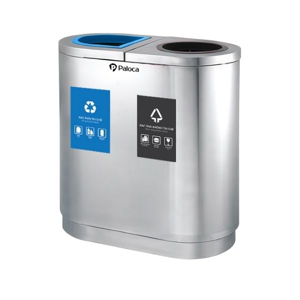 Thùng rác đôi inox phân loại rác - hình 6