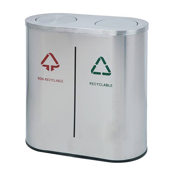 Thùng rác đôi ngoài trời nắp lật - hình 6