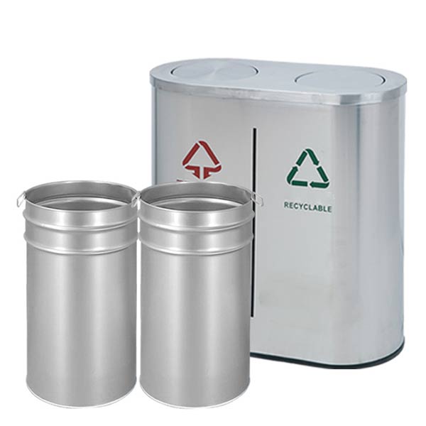 Thùng rác đôi ngoài trời nắp lật - hình 3