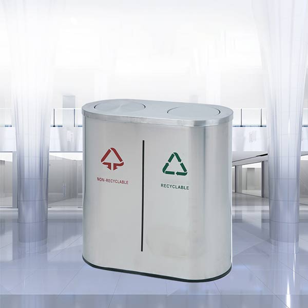 Thùng rác đôi ngoài trời nắp lật - hình 4