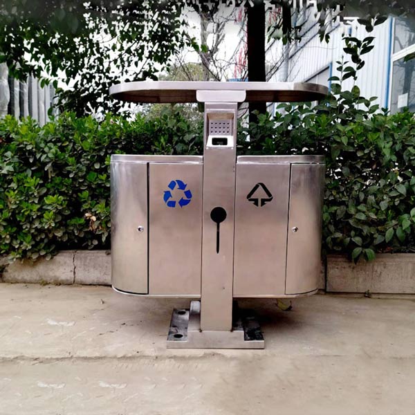Thùng rác đôi ngoài trời bằng inox - hình 5