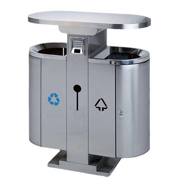 Thùng rác đôi ngoài trời bằng inox - hình 6