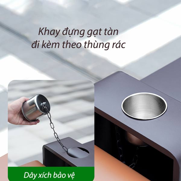 Thùng rác đường phố 2 ngăn bằng thép - hình 4