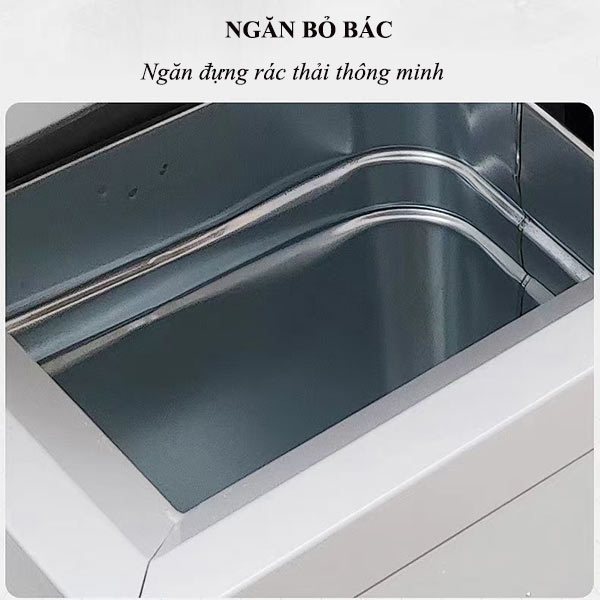 Thùng rác đường phố 2 ngăn inox - hình 3