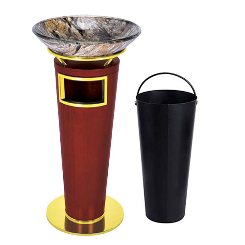 Thùng rác giả gỗ khay thủy tinh - hình 3