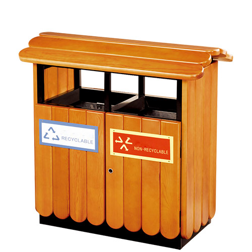 Thùng rác gỗ 2 ngăn ngoài trời - hình 6