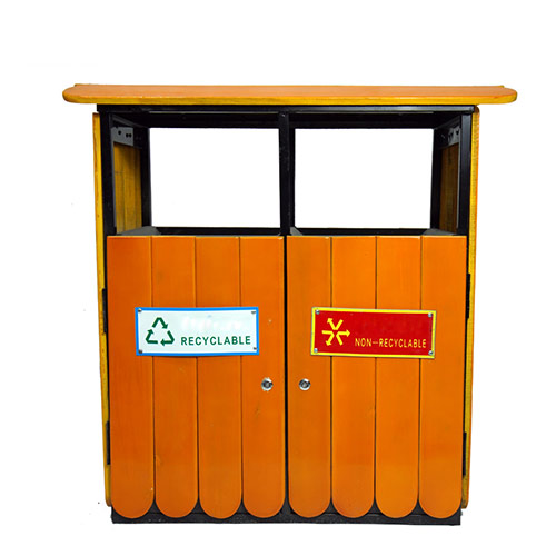 Thùng rác gỗ 2 ngăn ngoài trời - hình 2