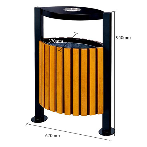 Thùng rác gỗ ngoài trời có gạt tàn TLHTSOD-47 - hình 3