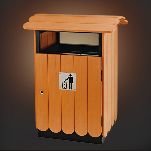 Thùng rác gỗ hình mái nhà - hình 3