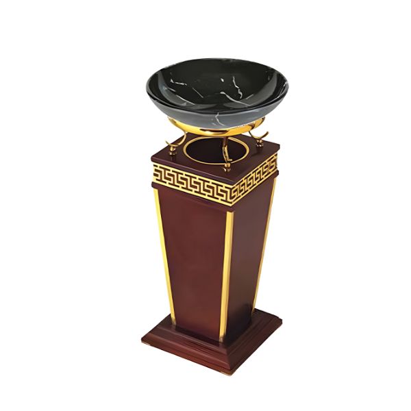 Thùng rác gỗ khay thủy tinh trang trí - hình 6