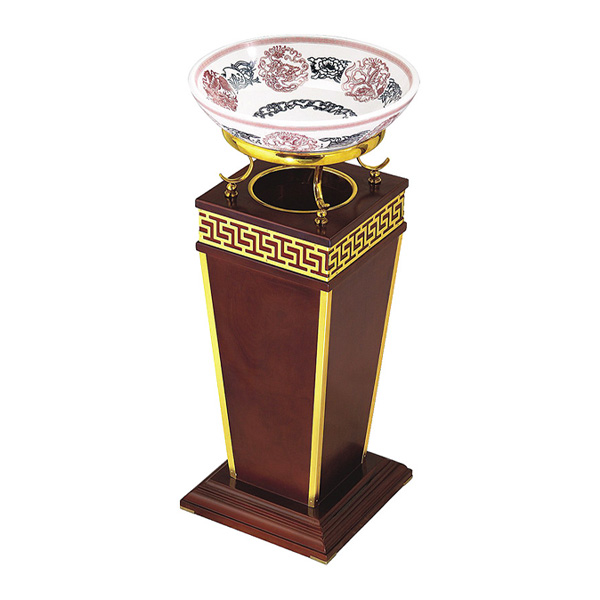 Thùng rác gỗ khay thủy tinh trang trí - hình 2